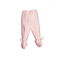 E-018-Polainas de perlé con cinta de raso rosa